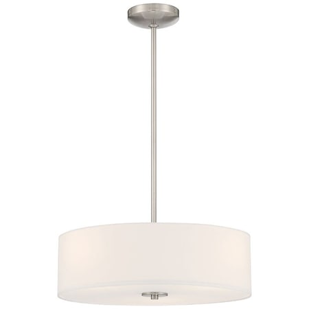 Access Lighting Mid Town, LED Pendant or SemiFlush, Brushed Steel Finish, Fabric 64065LEDDLP-BS/WH